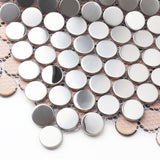 Silver Stainless Steel Tiles Penny Round Mosaic for Kitchen Accent Wall Backsplash Bathroom Shower Floor MBT24S (Box of 5 Sheets)