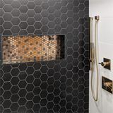 Hexagon Stainless Steel Mosaic Tile Bronze Copper Color Black Bathroom Kitchen Backsplash Shower Floor Tiles Accent Mosaics Tile Sheets