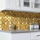 Gold Wall Backsplash Tile 3D Wall Panels Metal Mosaic Sheets for Wall Backsplash Hotel Lobby Bar【Pack of 5 Sheets】