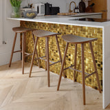 Gold Wall Backsplash Tile 3D Wall Panels Metal Mosaic Sheets for Wall Backsplash Hotel Lobby Bar【Pack of 5 Sheets】
