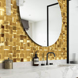 Gold Wall Backsplash Tile 3D Wall Panels Metal Mosaic Sheets for Wall Backsplash Hotel Lobby Bar【Pack of 5 Sheets】