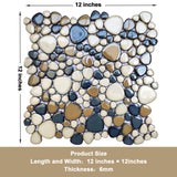 Pebbles Tile for Shower Floor Tan&Blue Mosaic Tiles for Bathroom Floor Accent Walls 【Pack of 5 Sheets】