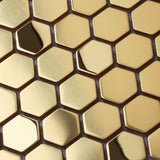 Blujellyfish Gold Hexagon Tile for Kitchen Wall Backsplash Bathroom Shower Floor Accent Wall【Pack of 5 Sheets】
