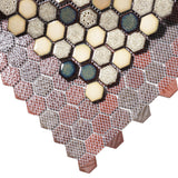 Hexagon Ceramic Mosaic Tiles,Waterproof Kitchen Tile Backsplash, Beige Brown Glazed Ceramic Tiles Mesh Mounted, Porcelain Tile for Bathroom Wall Backsplash Shower Floor【Pack of 5 Sheets】
