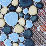 Pebbles Tile for Shower Floor Summer Blue Mosaic Tiles for Bathroom Flooring【Pack of 5 Sheets】
