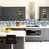 Backsplash Tile for Kitchen Teal Blue Square Glass Mosaic Tiles for Kitchen Backsplash Bathroom Wall【Pack of 5 Sheets】