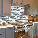 Backsplash Tile for Kitchen Teal Blue Interlocking Glass Mosaic Tiles for Kitchen Backsplash Bathroom Wall【Pack of 5 Sheets】
