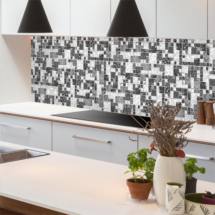 Glass Metallic Glass Mosaic Tiles Silver Gray 100% Glass Tile Water  Resistant for Kitchen Backsplash Bathroom Shower Accent Wall Decor TSTGT151