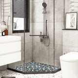 Primoon Hexagon Ceramic Mosaic Tiles, 5 Sheets Cobalt Blue Teal Glazed Aqua Mosaic Tile Sheets Mesh Mounted, Glazed Porcelain Tile for Shower Floor Kitchen Bathroom Accent Wall Backsplash HXT3