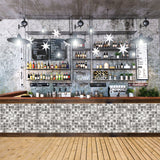 Silver Wall Backsplash Tile 3D Wall Panels Metal Mosaic Sheets for Wall Backsplash Hotel Lobby Bar【Pack of 5 Sheets】