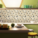 Hexagon Ceramic Mosaic Tiles,Waterproof Kitchen Tile Backsplash, Beige Brown Glazed Ceramic Tiles Mesh Mounted, Porcelain Tile for Bathroom Wall Backsplash Shower Floor【Pack of 5 Sheets】