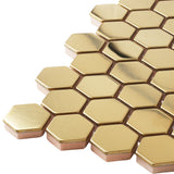 Hexagon Stainless Steel Gold Mosaic Tile Bathroom Kitchen Backsplash Shower Floor Tiles Accent Mosaics Tile Sheets