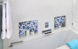 Blujellyfish Blue&White Pebble Tile Porcelain Mosaic Tiles for Art Deco【Pack of 5 Sheets】