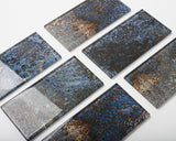 Glass Subway Tile 3x6 Inch Antique Blue Tiles for Kitchen Backsplash Bathroom Accent Wall【Pack of 20 Pieces】