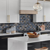 Glass Subway Tile 3x6 Inch Antique Blue Tiles for Kitchen Backsplash Bathroom Accent Wall【Pack of 20 Pieces】