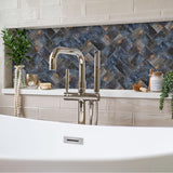 Glass Subway Tile 3x6 Inch Antique Blue Tiles for Kitchen Backsplash Bathroom Accent Wall【Pack of 20 Pieces】