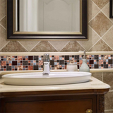Blujellyfish Red Wine Colors Glass Tile 2'' x 2'' Leaf Carving Imprints Antique Mosaics Textured Rose Gold Metal Kitchen Bathroom Walls Backsplash Tiles【Pack of 5 Sheets】