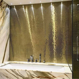 Blujellyfish Gold Hexagon Tile for Kitchen Wall Backsplash Bathroom Shower Floor Accent Wall【Pack of 5 Sheets】