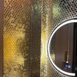 Blujellyfish Gold Hexagon Tile for Kitchen Wall Backsplash Bathroom Shower Floor Accent Wall【Pack of 5 Sheets】