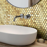 Blujellyfish Gold Hexagon Tile for Kitchen Wall Backsplash Bathroom Shower Floor Accent Wall【Pack of 5 Sheets】