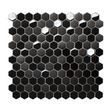 Blujellyfish Black Metallic Hexagon Honeycomb Backsplash Tile for Kitchen Bathroom Accent Wall【Pack of 5 Sheets】