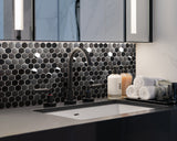 Blujellyfish Black Metallic Hexagon Honeycomb Backsplash Tile for Kitchen Bathroom Accent Wall【Pack of 5 Sheets】