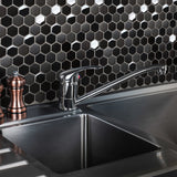 Blujellyfish Black Metallic Hexagon Honeycomb Backsplash Tile for Kitchen Bathroom Accent Wall【Pack of 5 Sheets】