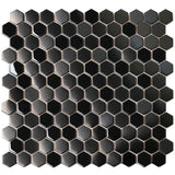 Blujellyfish Black Metallic Hexagon Honeycomb Backsplash Tile for Kitchen Bathroom Accent Wall【Pack of 5 Sheets】