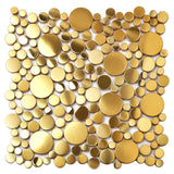 Blujellyfish Wall Backsplash Tile Gold Bubble Mosaic Tile Kitchen Bathroom【Pack of 5 Sheets】