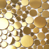 Blujellyfish Wall Backsplash Tile Gold Bubble Mosaic Tile Kitchen Bathroom【Pack of 5 Sheets】