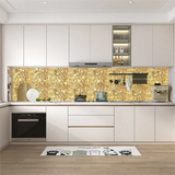 Blujellyfish Wall Backsplash Tile Gold Bubble Mosaic Tile Kitchen Bathroom【Pack of 5 Sheets】