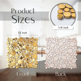 Blujellyfish Wall Backsplash Tile Gold Bubble Mosaic Tile Kitchen Bathroom【Pack of 5 Sheets】