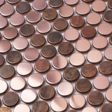 Blujellyfish Wall Backsplash Tile Copper Penny Round Mosaic Tile【Pack of 5 Sheets】