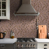 Blujellyfish Wall Backsplash Tile Copper Penny Round Mosaic Tile【Pack of 5 Sheets】
