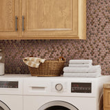Blujellyfish Wall Backsplash Tile Copper Penny Round Mosaic Tile【Pack of 5 Sheets】
