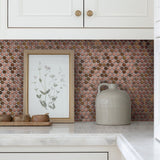 Blujellyfish Wall Backsplash Tile Copper Penny Round Mosaic Tile【Pack of 5 Sheets】