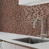 Blujellyfish Wall Backsplash Tile Copper Penny Round Mosaic Tile【Pack of 5 Sheets】