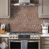 Blujellyfish Wall Backsplash Tile Copper Penny Round Mosaic Tile【Pack of 5 Sheets】
