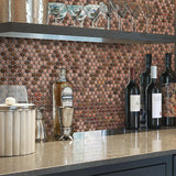 Blujellyfish Wall Backsplash Tile Copper Penny Round Mosaic Tile【Pack of 5 Sheets】