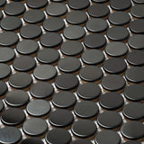 Blujellyfish Black Metallic Penny Round Backsplash Tile for Kitchen Bathroom Accent Wall【Pack of 5 Sheets】