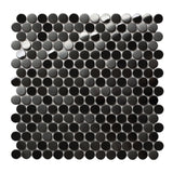 Blujellyfish Black Metallic Penny Round Backsplash Tile for Kitchen Bathroom Accent Wall【Pack of 5 Sheets】