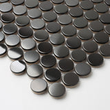 Blujellyfish Black Metallic Penny Round Backsplash Tile for Kitchen Bathroom Accent Wall【Pack of 5 Sheets】