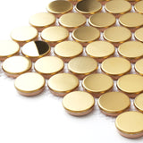 Golden Stainless Steel Tiles Penny Round Mosaic for Kitchen Accent Wall Backsplash Bathroom Shower Floor【Pack of 5 Sheets】