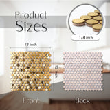 Golden Stainless Steel Tiles Penny Round Mosaic for Kitchen Accent Wall Backsplash Bathroom Shower Floor【Pack of 5 Sheets】
