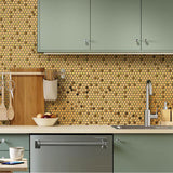 Golden Stainless Steel Tiles Penny Round Mosaic for Kitchen Accent Wall Backsplash Bathroom Shower Floor【Pack of 5 Sheets】