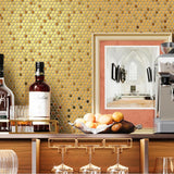 Golden Stainless Steel Tiles Penny Round Mosaic for Kitchen Accent Wall Backsplash Bathroom Shower Floor【Pack of 5 Sheets】