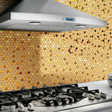 Golden Stainless Steel Tiles Penny Round Mosaic for Kitchen Accent Wall Backsplash Bathroom Shower Floor【Pack of 5 Sheets】
