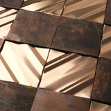 Blujellyfish 3D Antique Copper Tile for Backsplash Accent Wall Real Bronze Mosaic【Pack of 5 Sheets】