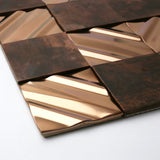 Blujellyfish 3D Antique Copper Tile for Backsplash Accent Wall Real Bronze Mosaic【Pack of 5 Sheets】