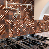 Blujellyfish 3D Antique Copper Tile for Backsplash Accent Wall Real Bronze Mosaic【Pack of 5 Sheets】